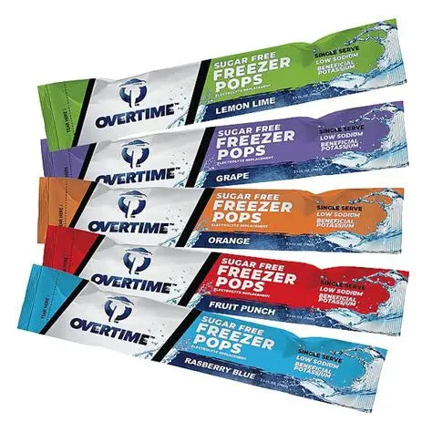 OVERTIME Electrolyte Freezer Popsicles (Sugar Free)  |  150 - 3 oz Pops, 5 Assorted Flavors