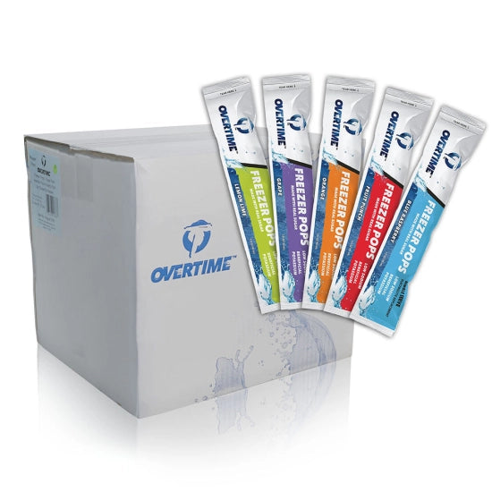 OVERTIME Electrolyte Freezer Popsicles (Made with Real Sugar)  |  150 - 3 oz Pops, 5 Assorted Flavors
